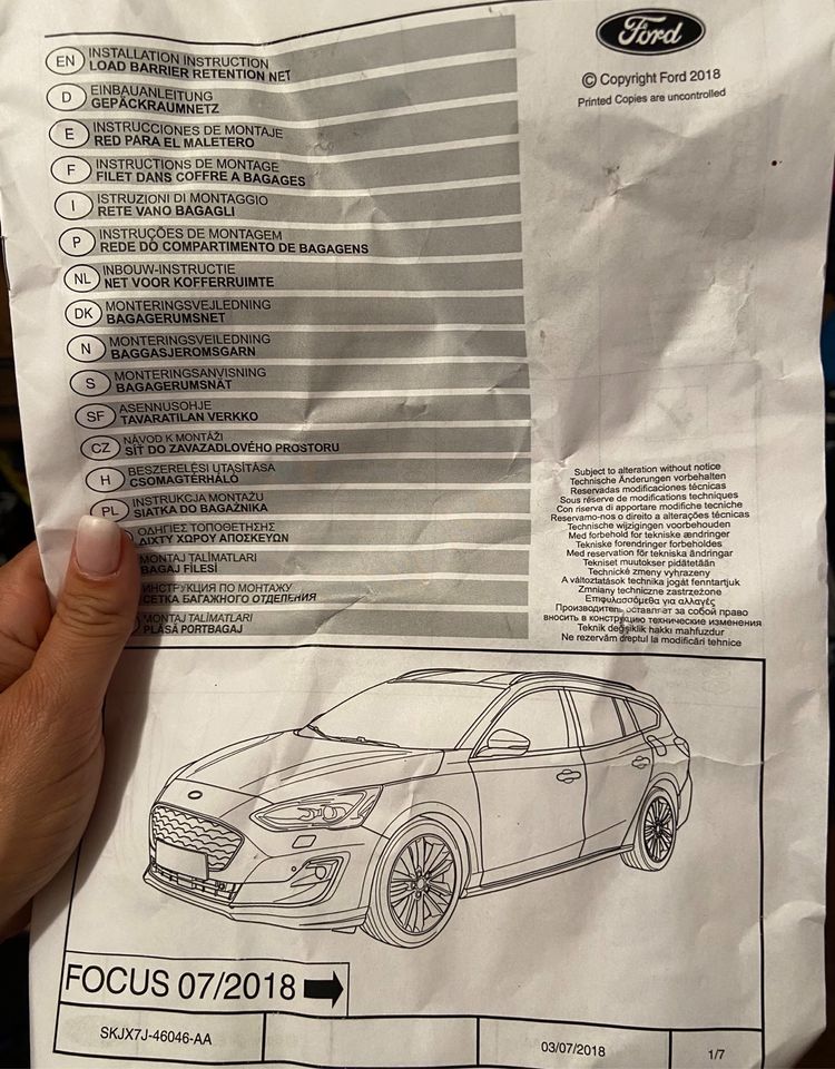 Gepäckraumnetz Ford Focus 7/2018 in Vogtsburg