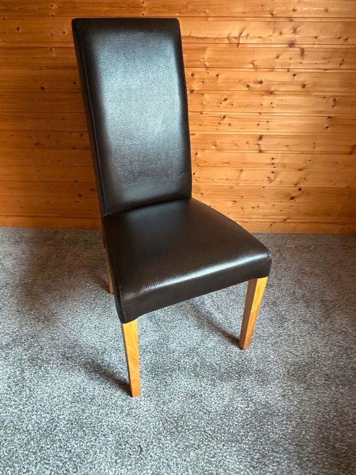 Stuhl Stühle Esszimmer Küchenstuhl Eiche Kunstleder dunkelbraun in Bremen