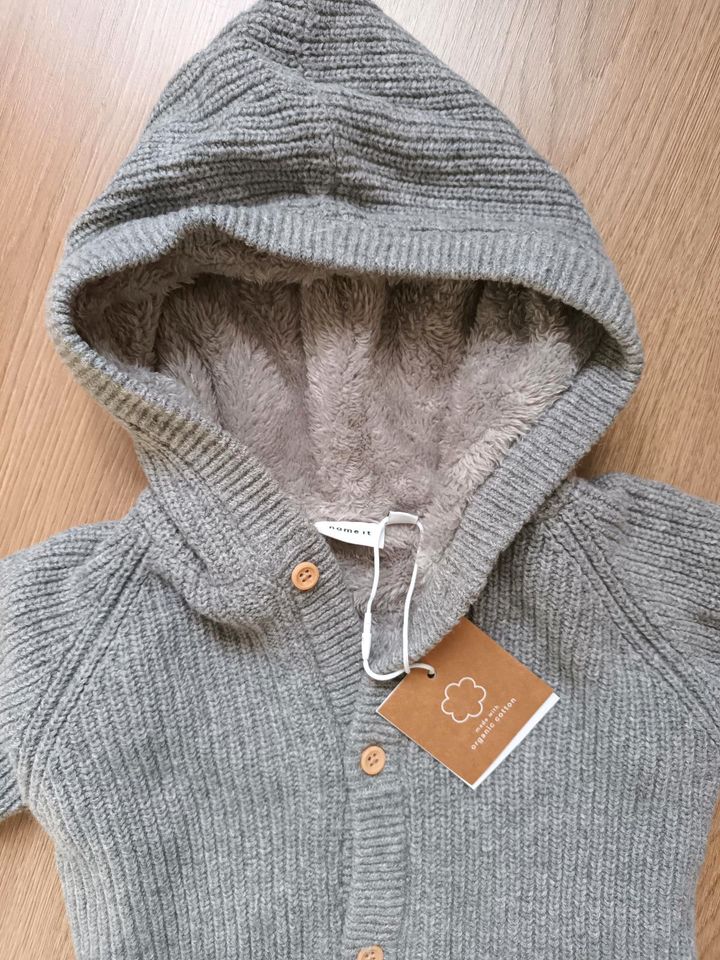 Strickjacke Baby Jacke Strick Winter Kapuze grau Name it neu 68 in Schwerin