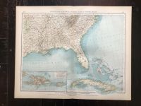 Alte XXL Landkarte um 1900: USA Südost, Kuba, Bahamas München - Altstadt-Lehel Vorschau