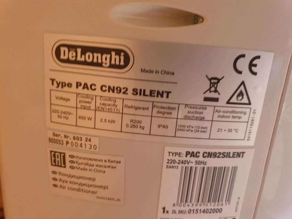 DeLonghi Mobile Klimaanlage Type PAC CN92 Silent in Groß-Gerau