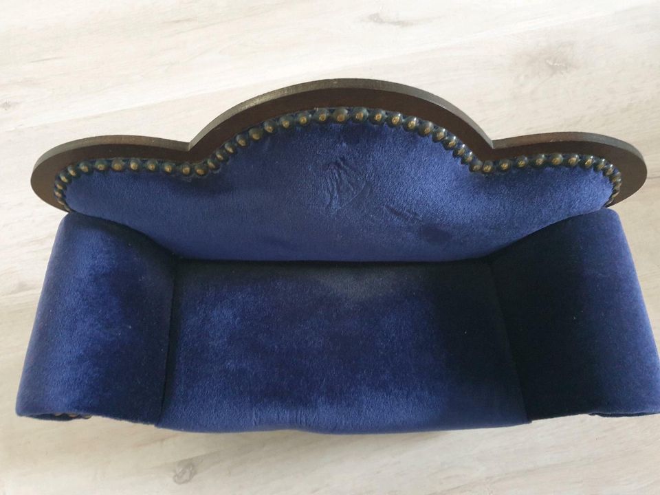 Puppensofa samt blau edel 40cm TOP in Bad Oldesloe