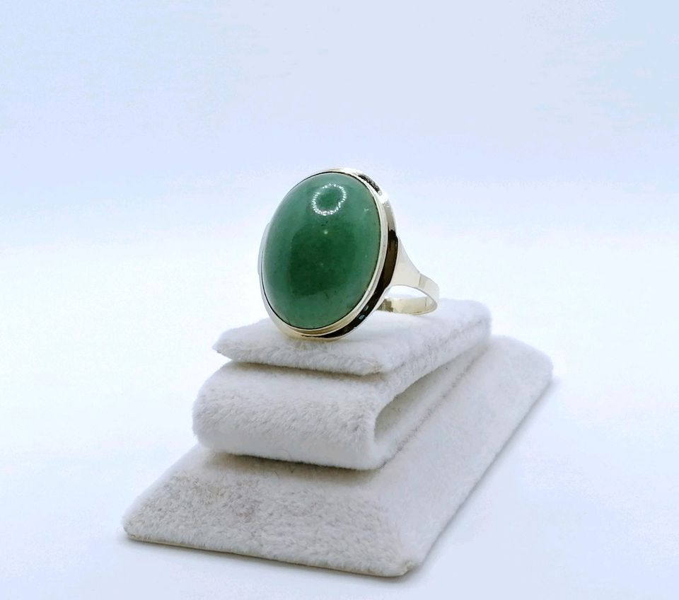 Prunkvoller Jade Gold Damenring, 333er 8 Karat Goldring in Berlin