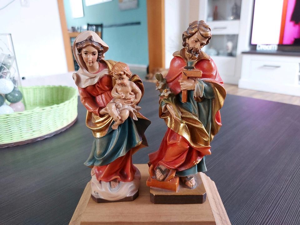 Madonna Maria + Kind+Josef Holzfigur handgeschnitzt, Weihnachten in Essen