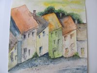 Original Aquarell Häuser Dorf in England Holzrahmen Bild Nordrhein-Westfalen - Troisdorf Vorschau