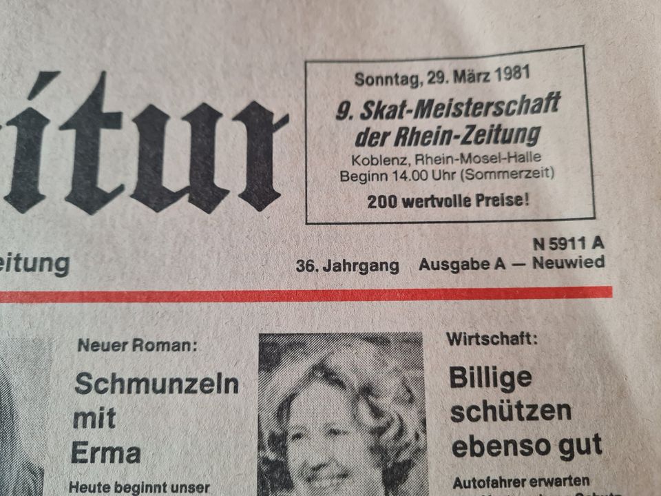 Rhein Zeitung vom 28./ 29.März 1981,AusgabeA,Neuwied,TOP !!! in Neuwied