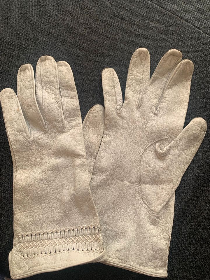 Vintage weiße Handschuhe Leder Gr. S / 6 in Chemnitz