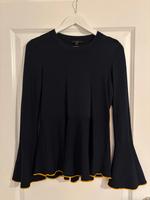 COS® Bluse Navy Blau mit Gelb – Glockenärmel – Weite Ärmel - Büro Niedersachsen - Wedemark Vorschau