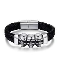 Leder Armband Herren Schwarz mit Totenkopf Skull in leg Edelstahl Bayern - Augsburg Vorschau