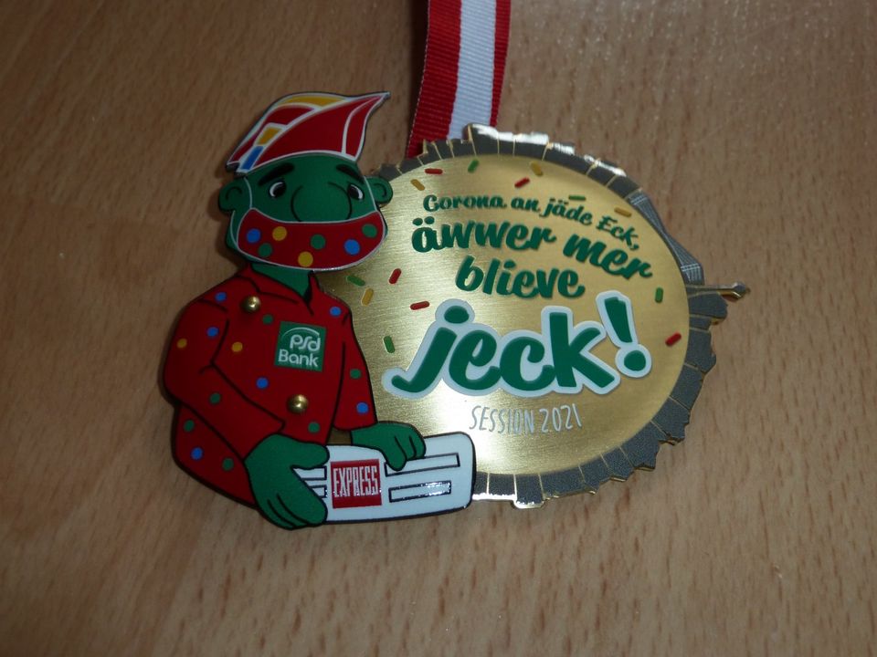 Medaille Karneval Jeck mit Mundschutz + Spruch 9,5 cm x 9 cm TOP in Werl