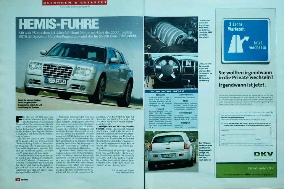 Chrysler 300 Chrysler Crossfire Reklame Berichte SRT6 SRT8 Hemi in Hanau