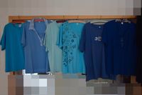 6 Damen-shirts, Gr:50,Kurzarm,Blautöne einfarbig/gemustert, je 3€ Baden-Württemberg - Ettlingen Vorschau