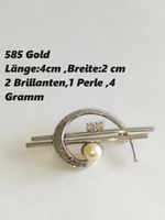 585 Weißgold Brosche mit 2 Brillanten und einer Perle Schleswig-Holstein - Norderstedt Vorschau