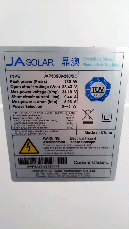 1 gebrauchtes PV Modul JA Solar in Duisburg