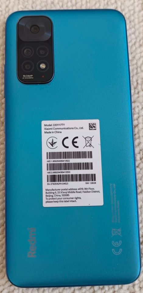 Handy, Smartphon - Redmi Note 11 (blau) incl. Lederhülle, mit OVP in Dahlen