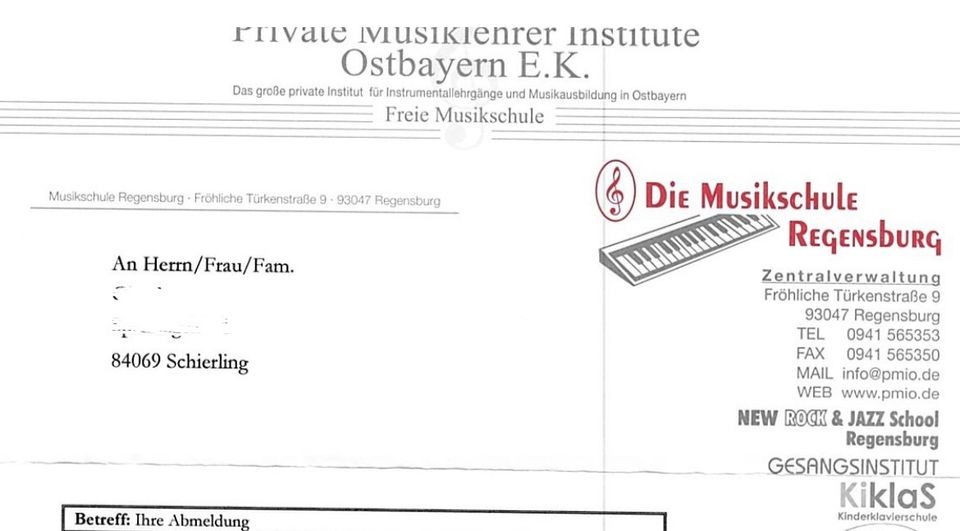 Gutschein Musikschule PMIO 20% Rabatt in Schierling