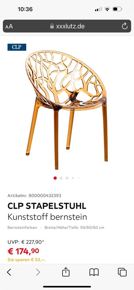 4x CLP Stühle  Farbe Bernstein Preis pro Stück 99,-€ NP 174,90€ in Weissach