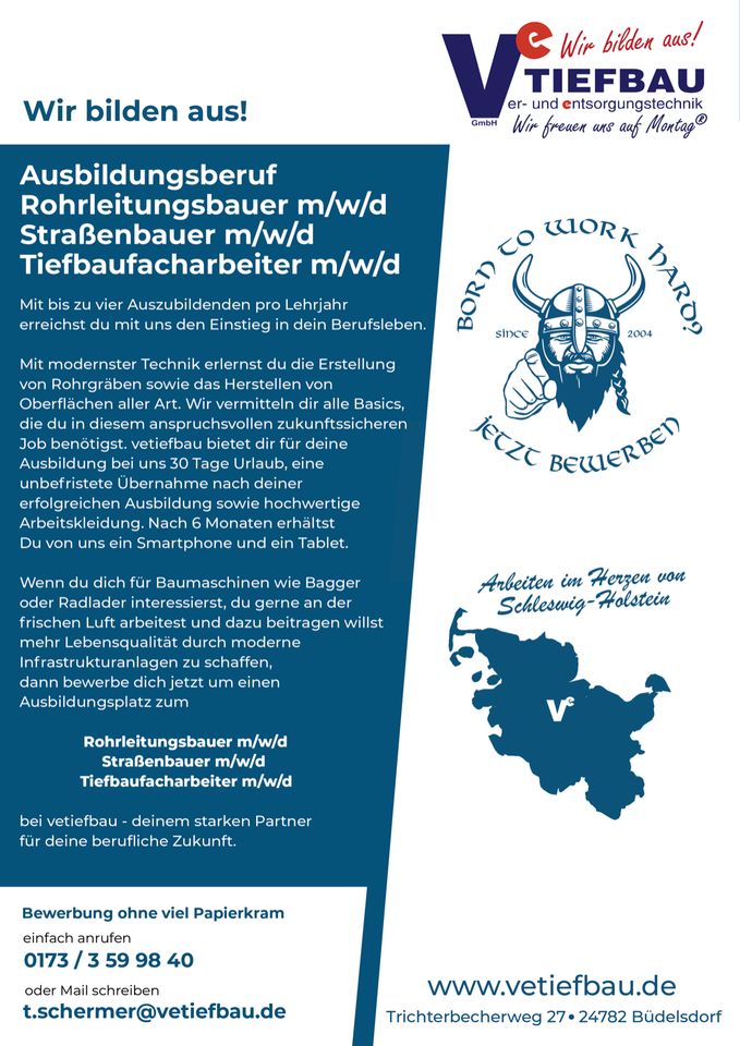 AZUBIS für Straßen- oder Rohrleitungsbau und Tiefbaufacharbeiter in Büdelsdorf