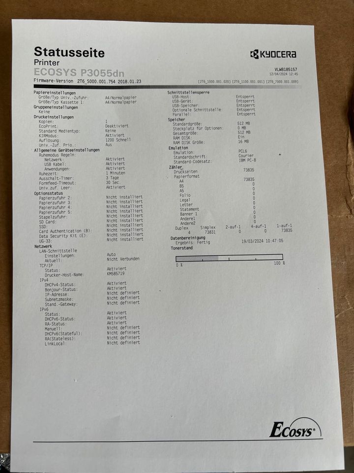 Kyocera ECOSYS Laser Drucker P3055DN. DIN A4 in Lohfelden