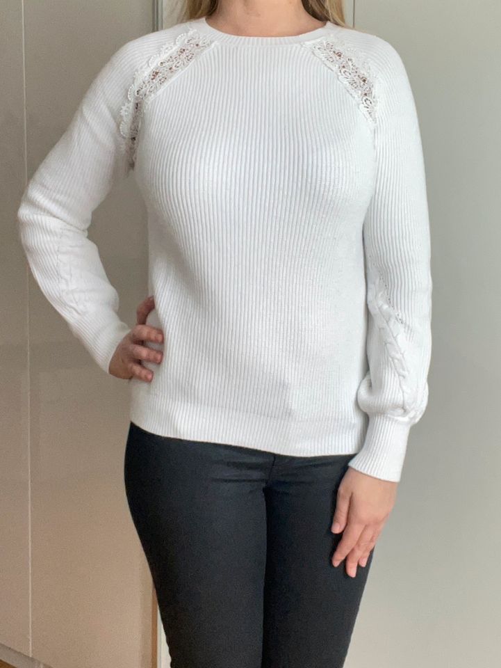 Orsay Pullover gerippt Spitze Häkel S M 36 38 Only H&M in Oedheim