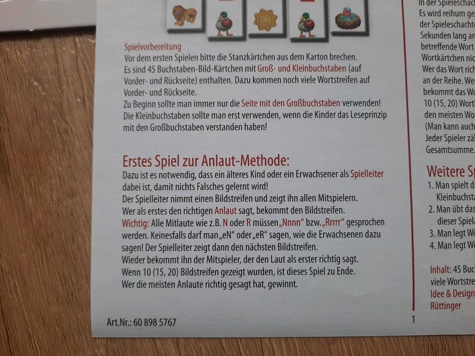 Lesen lernen Buchstaben legen Anlaut Methode Montessori in Aurich