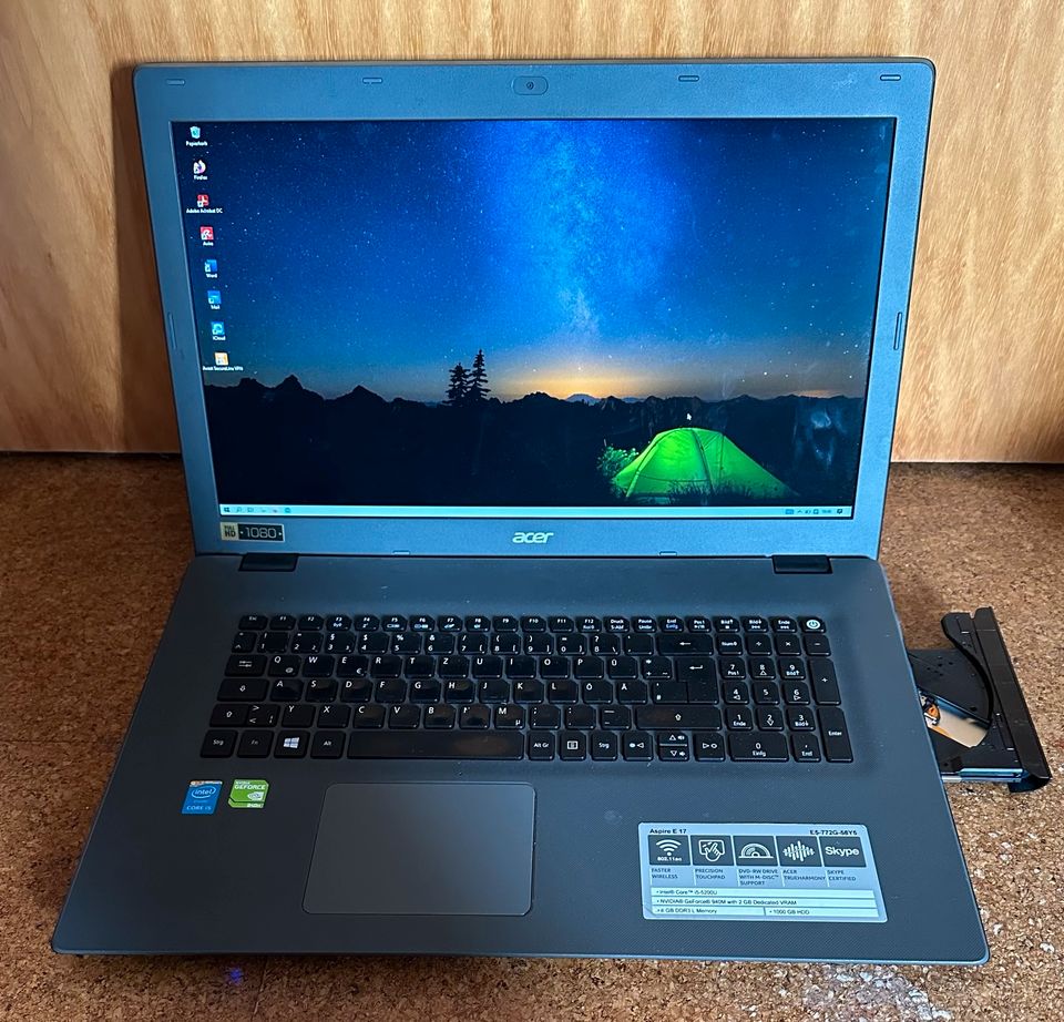 Acer Laptop 17", Aspire E17, 8 GB Ram, 1000 GB HDD mit Zubehör in Bühlerzell