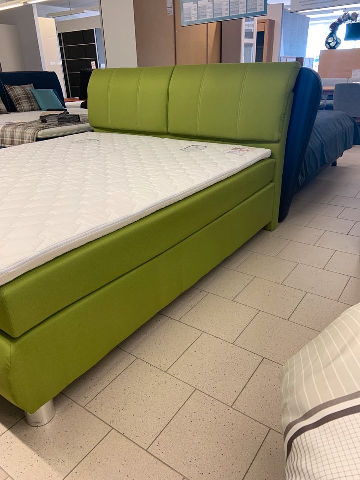 Hapo Boxspringbett Lexos grün 180x200cm inclusive Topper in Brandis