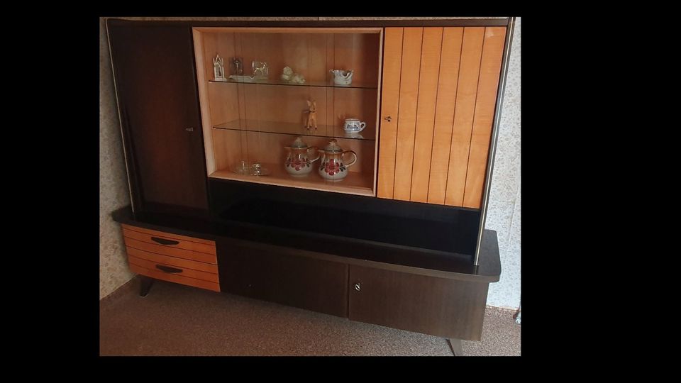 Buffet VINTAGE retro WOHNZIMMERSCHRANK antik VITRINE Holz in Kettershausen