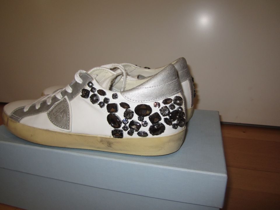 Philippe Model Sneaker Leder Schuhe weiss Gr.39 Strass Steine in Hannover