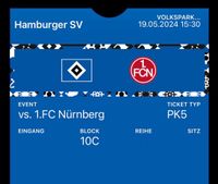 HSV - 1. FC Nürnberg Ticket 10C Kreis Pinneberg - Appen Vorschau