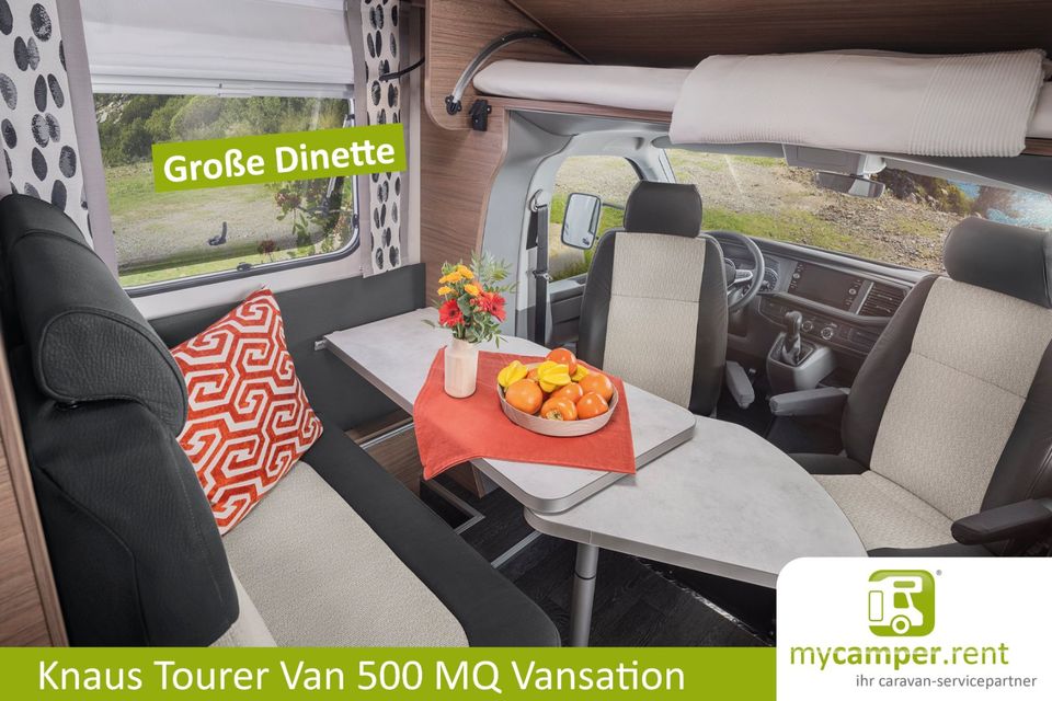 Knaus Tourer Van 500 MQ Vansation Familien Wohnmobil auf VW Bulli T6.1 - mit Top Ausstattung inkl. SAT TV Paket, Solar Autark Paket, Markise, Flexbad, Slide Bett 3,5t GPS in Kerken