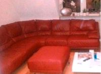 ❤ Rote Echtleder Eck- Couch, Eck- Sofa, Sitzgarnitur mit Hocker Nordrhein-Westfalen - Siegen Vorschau