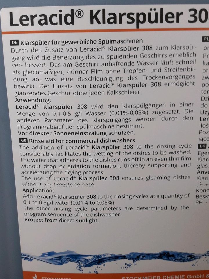 Leracid Klarspüler Spülmaschinenreiniger Geschirrspülmaschine in Mittelbiberach