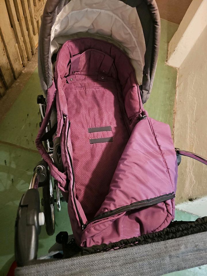 Teutonia Elegance Komfortkinderwagen, TOP Zustand, Grau / Beere in Dresden