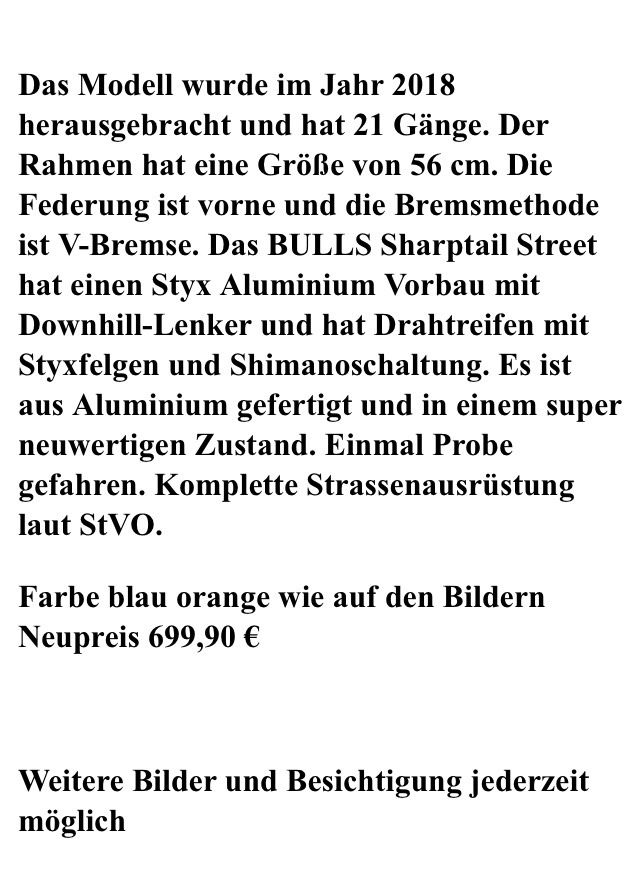 Bulls Sharptail Street 1 26“ 56 cm RH in Otzberg