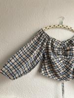 fb sister bluse oberteil crop top ballonärmel kariert blau braun Dresden - Gorbitz-Nord/Neu-Omsewitz Vorschau