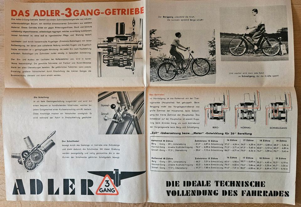 Adler Fahrrad Faltblatt / Prospekt 30er Jahre in Klettgau