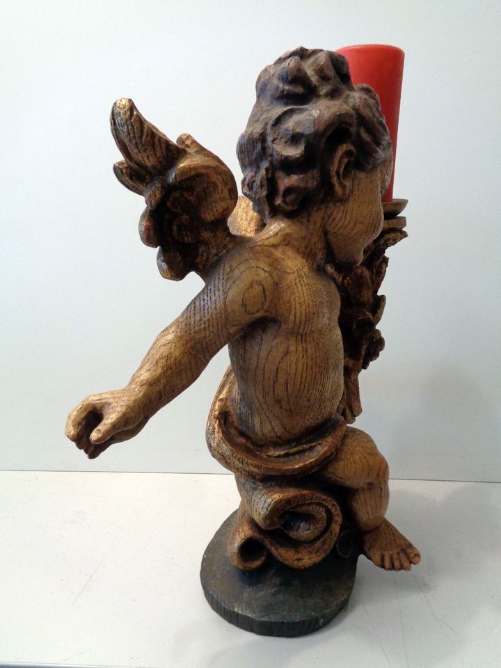 Großer Kerzenständer Engel Putto Holz Schnitzerei. Barock in Freiburg im Breisgau