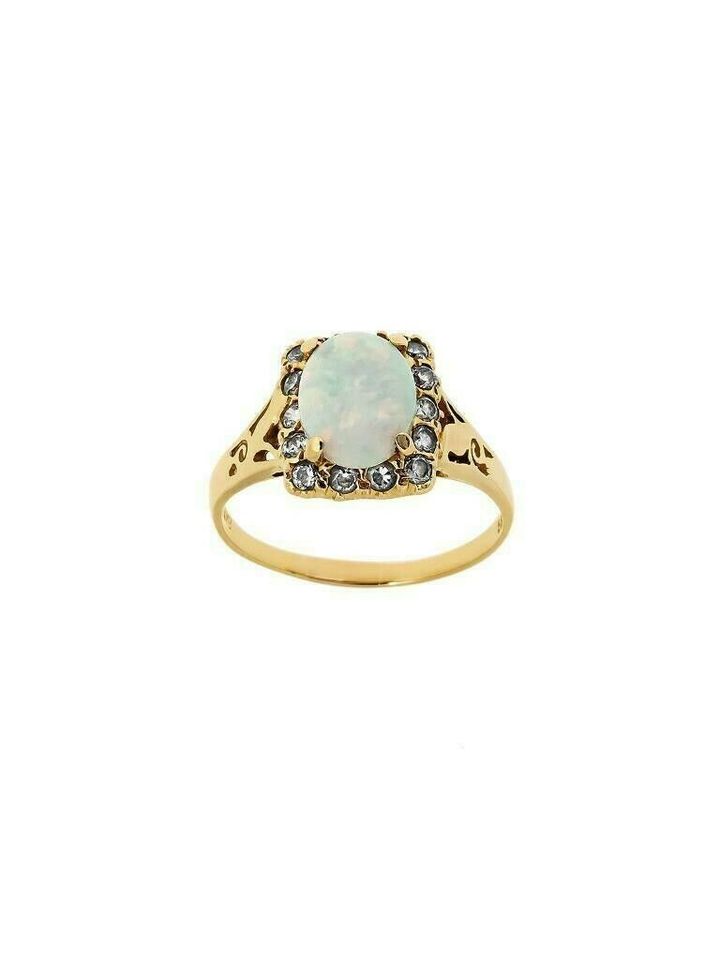 Damen Ring 585 Gelbgold mit 1 Opal 14 Zirkonia Gr.61 Nr.89557 M27 in Hannover