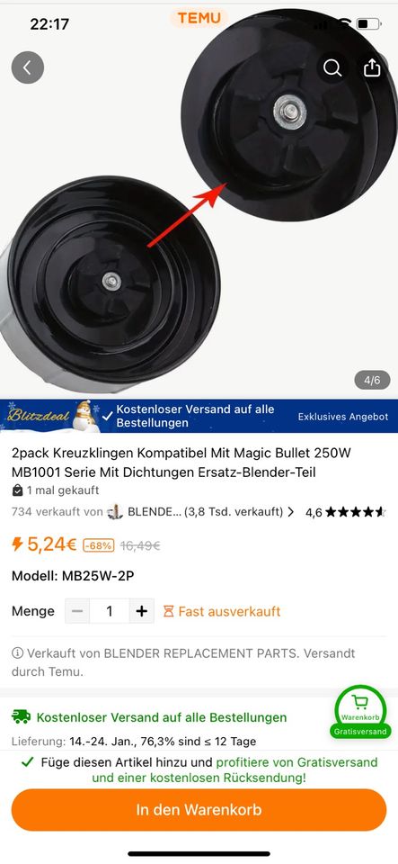 Mixer Standmixer Ersatzteil 2x Kreuzklingen  NEU OVP in Berlin