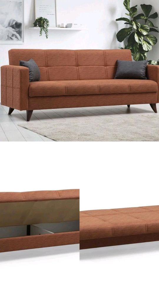 3-Sitzer Sofa, Ziegelrot in Langweid am Lech