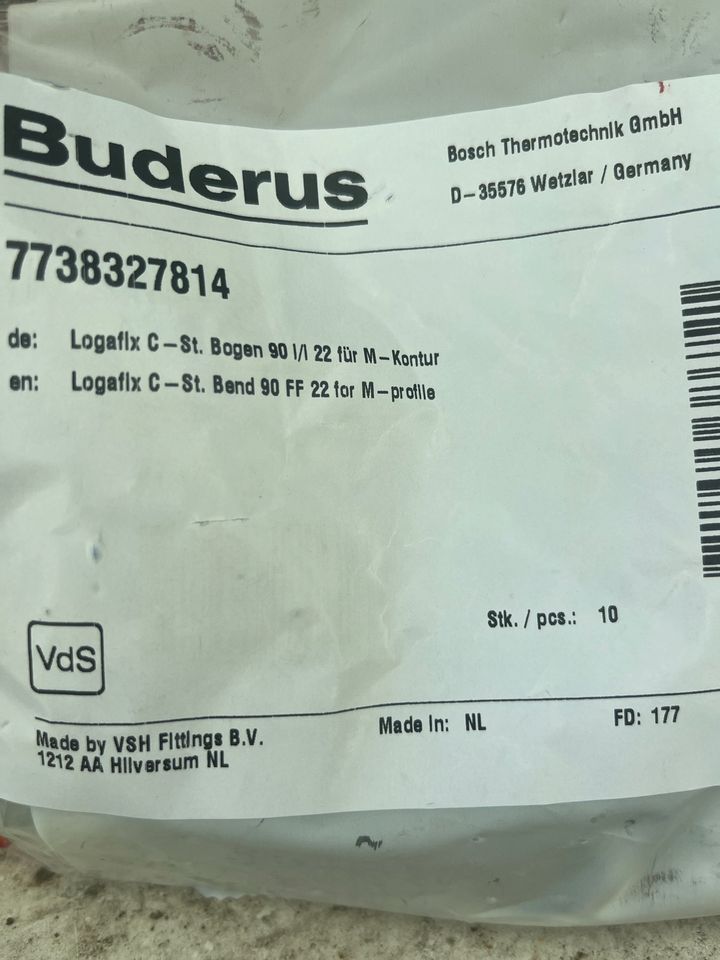 Buderus  Logafix Stahl Bogen 10x a 10 Stück NEU in Siegburg