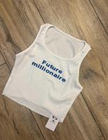 Süßes y2k Top / Shirt mit Schrift bauchfrei in weiß / blau Bayern - Frensdorf Vorschau