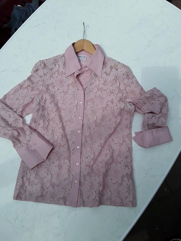 Bluse Hemdbluse Sommershirt Shirt mit Spitze verarbeitet ab in Königsbrunn