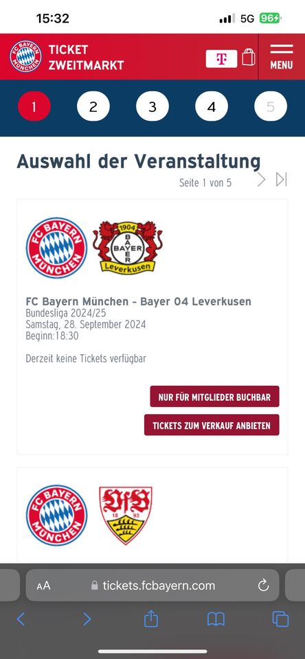 Suche 1 Ticket Fc Bayern München gegen Leverkusen in Augsburg