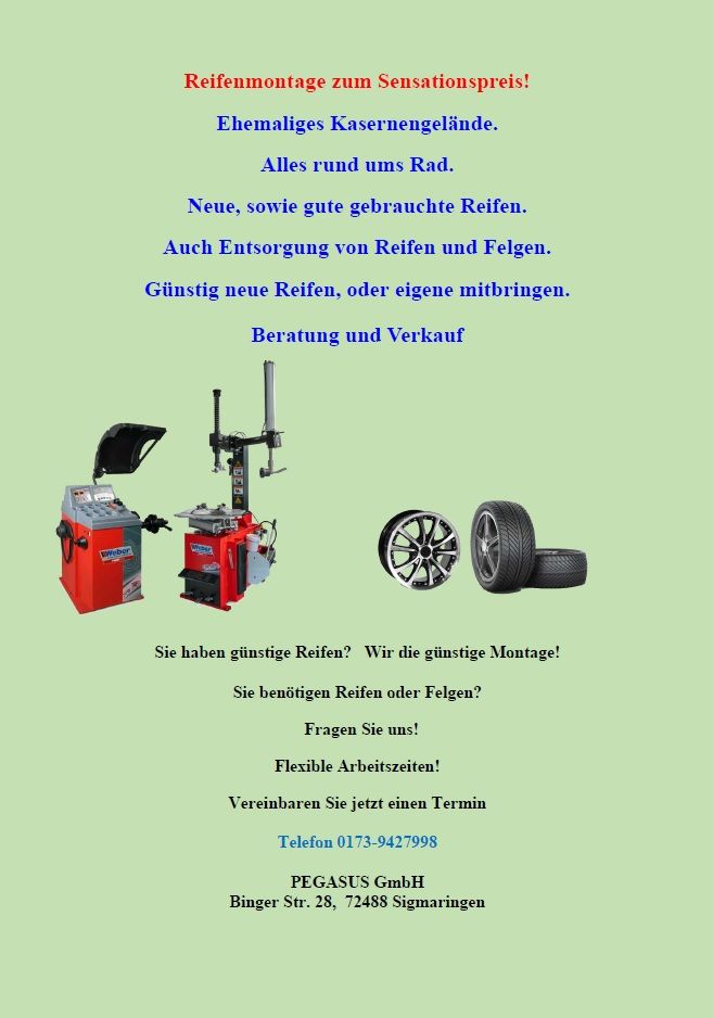 Reifenservice + Reifenwechsel + Reifenmontage & Auswuchten in Sigmaringen