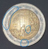 2 Euro Münze " 50 Jahre Kniefall von Warschau" stark fehlgeprägt Baden-Württemberg - Hemsbach Vorschau