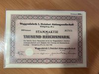 Historisches Wertpapier Waggonfabrik Steinfurt Stammaktie 1000 RM Nordrhein-Westfalen - Neukirchen-Vluyn Vorschau