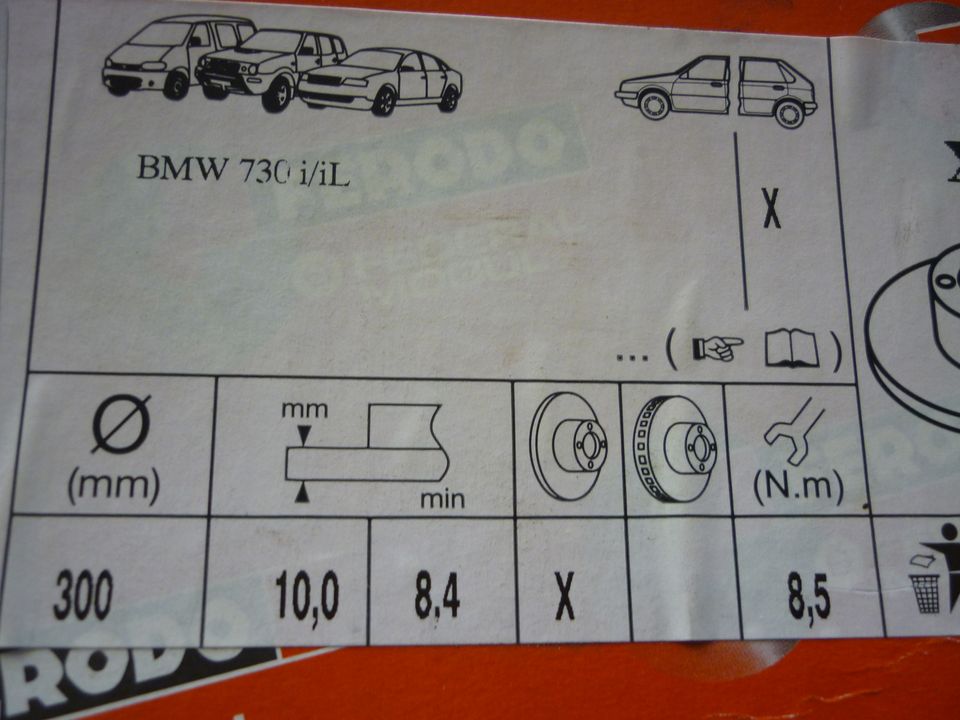 BMW E32 Bremsscheiben hinten 730i 730iL M30 M60 V8 in Ebsdorfergrund