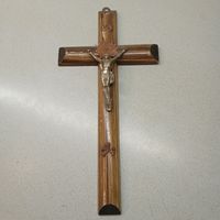 Altes Kreuz Wandkreuz Inri Holz Silber sakrale religiöse Kunst Nordrhein-Westfalen - Moers Vorschau